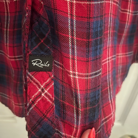 Rails red and blue plaid botton down Size M - Picture 3 of 4